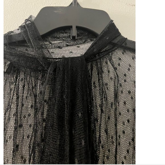VINTAGE LA PERLA COLLEZIONE BLACK MESH SILK SHEER  BLOUSE TOP with Tie 42 - Picture 14 of 15